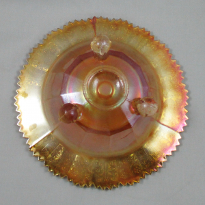 Antique Fenton Marigold Butterfly & Berry Carnival Glass Butter with Lid