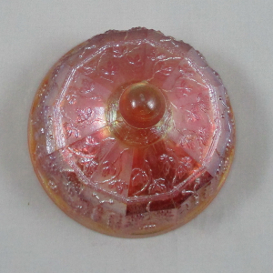 Antique Fenton Marigold Butterfly & Berry Carnival Glass Butter with Lid