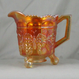 Antique Fenton Marigold Butterfly & Berry Carnival Glass Creamer