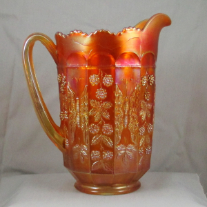 Antique Fenton Marigold Butterfly & Berry Carnival Glass Water Set