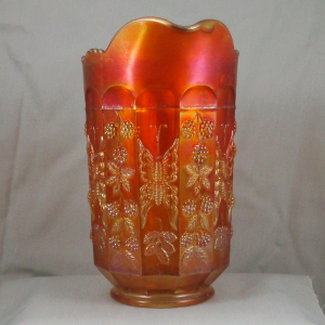 Antique Fenton Marigold Butterfly & Berry Carnival Glass Water Set