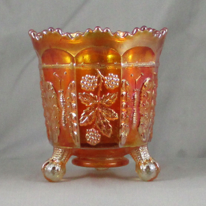 Antique Fenton Marigold Butterfly & Berry Carnival Glass Spooner