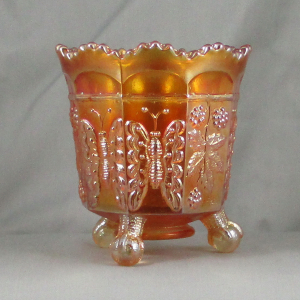 Antique Fenton Marigold Butterfly & Berry Carnival Glass Spooner