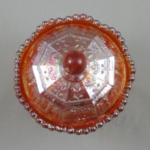 Antique Fenton Marigold Butterfly & Berry Carnival Glass Sugar with Lid