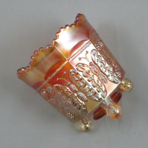 Antique Fenton Marigold Butterfly & Berry Carnival Glass Sugar with Lid