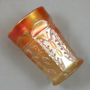 Antique Fenton Marigold Butterfly & Berry Carnival Glass Water Set