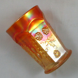 Antique Fenton Marigold Butterfly & Berry Carnival Glass Water Set