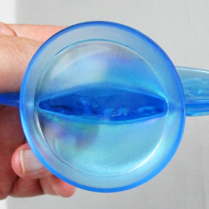 Fenton Celeste Blue FENTON Carnival Glass Logo Paperweight