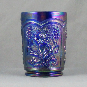 Summit Art Glass Blue Fieldflower Carnival Glass Tumbler