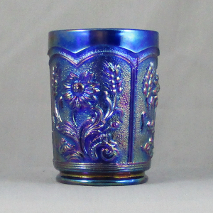 Summit Art Glass Blue Fieldflower Carnival Glass Tumbler