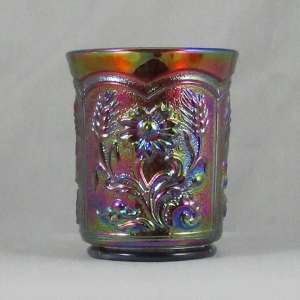 Imperial Red Fieldflower Carnival Glass Tumbler
