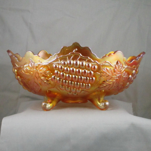 Antique Northwood Marigold Grape & Cable Carnival Glass Banana Boat