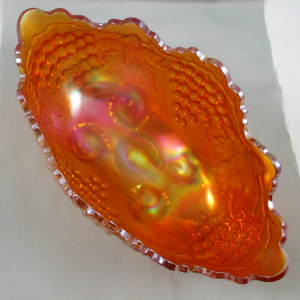 Antique Northwood Marigold Grape & Cable Carnival Glass Banana Boat