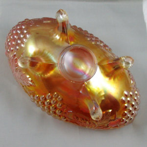 Antique Northwood Marigold Grape & Cable Carnival Glass Banana Boat