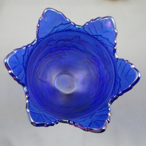 Northwood Grape & Cable Cobalt Blue Carnival Glass Vase