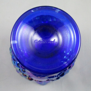 Northwood Grape & Cable Cobalt Blue Carnival Glass Vase