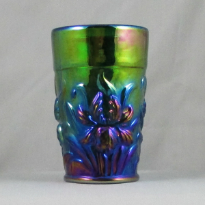 Gibson Green Heavy Iris Carnival Glass Tumbler