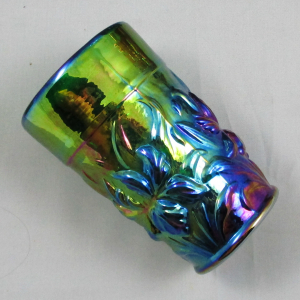 Gibson Green Heavy Iris Carnival Glass Tumbler