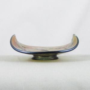 Antique Fenton Kittens Powder Blue Carnival Glass 2-sides Up Plate aka Banana Boat