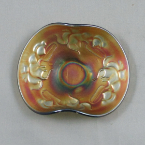 Antique Fenton Kittens Powder Blue Carnival Glass 2-sides Up Plate aka Banana Boat