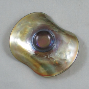 Antique Fenton Kittens Powder Blue Carnival Glass 2-sides Up Plate aka Banana Boat