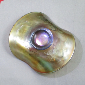 Antique Fenton Kittens Powder Blue Carnival Glass 2-sides Up Plate aka Banana Boat