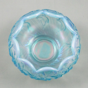 Fenton Lily of the Valley Ice Blue Opal Carnival Glass Rose Bowl