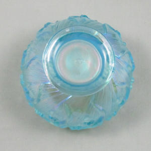 Fenton Lily of the Valley Ice Blue Opal Carnival Glass Rose Bowl