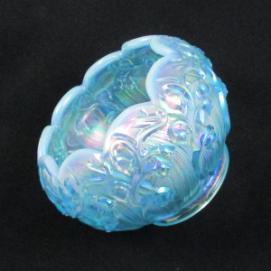 Fenton Lily of the Valley Ice Blue Opal Carnival Glass Rose Bowl