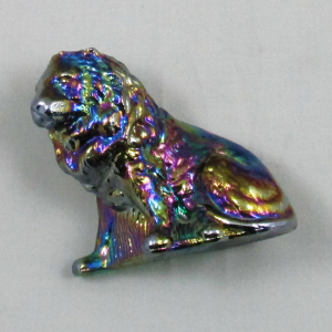 Mosser Green Carnival Glass Lion Figurine / Paperweight Animal