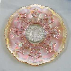 Antique Fenton Marigold Little Flowers Carnival Glass Chop Plate