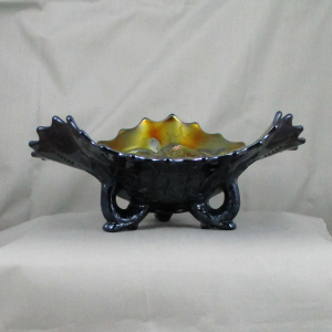 Antique Northwood Amethyst Lovely Carnival Glass Tri-corner Bowl