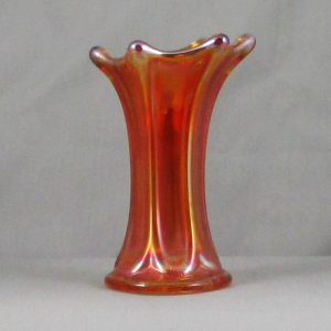 Antique Imperial Marigold Morning Glory Carnival Glass Squat Mini Vase