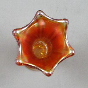 Antique Imperial Marigold Morning Glory Carnival Glass Squat Mini Vase