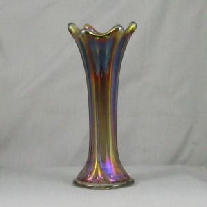 Antique Imperial Smoke Morning Glory Carnival Glass Mini Vase