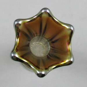 Antique Imperial Smoke Morning Glory Carnival Glass Mini Vase