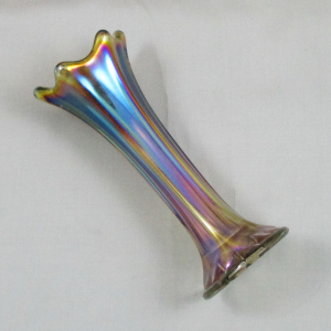 Antique Imperial Smoke Morning Glory Carnival Glass Mini Vase