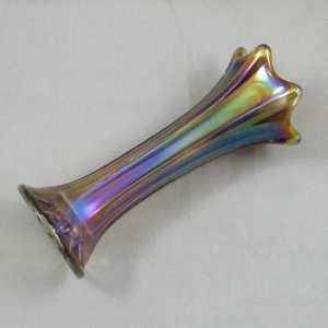 Antique Imperial Smoke Morning Glory Carnival Glass Mini Vase