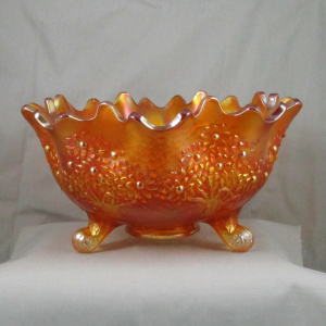 Antique Fenton Orange Tree Marigold Carnival Glass Fruit Bowl Orange Bowl