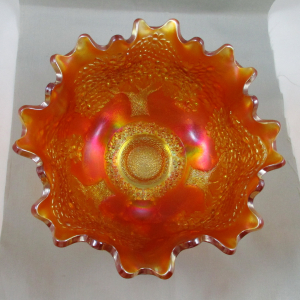 Antique Fenton Orange Tree Marigold Carnival Glass Fruit Bowl Orange Bowl