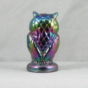 Mosser Green Carnival Glass Owl Figurine / Paperweight Animal
