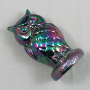 Mosser Green Carnival Glass Owl Figurine / Paperweight Animal