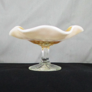 Antique Westmoreland Peach Opal Pearly Dots Carnival Glass Compote