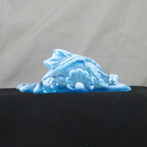 Antique Davidson Blue Opal Royal Scandal Opalescent Glass Wall Pocket Vase