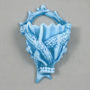 Antique Davidson Blue Opal Royal Scandal Opalescent Glass Wall Pocket Vase