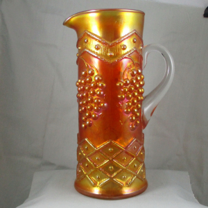 Antique Fenton Lattice & Grape Marigold Carnival Glass Water Set