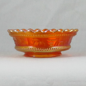 Antique Northwood Peacock at the Fountain Marigold Carnival Glass Berry Set