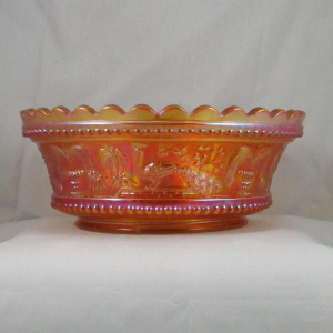 Antique Northwood Peacock at the Fountain Marigold Carnival Glass Berry Set