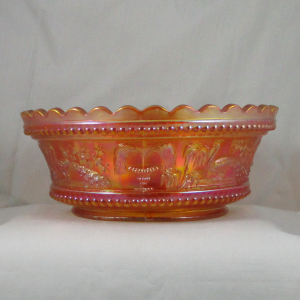 Antique Northwood Peacock at the Fountain Marigold Carnival Glass Berry Set