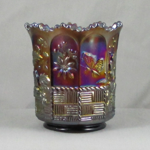 Antique Northwood Springtime Amethyst Carnival Glass Spooner